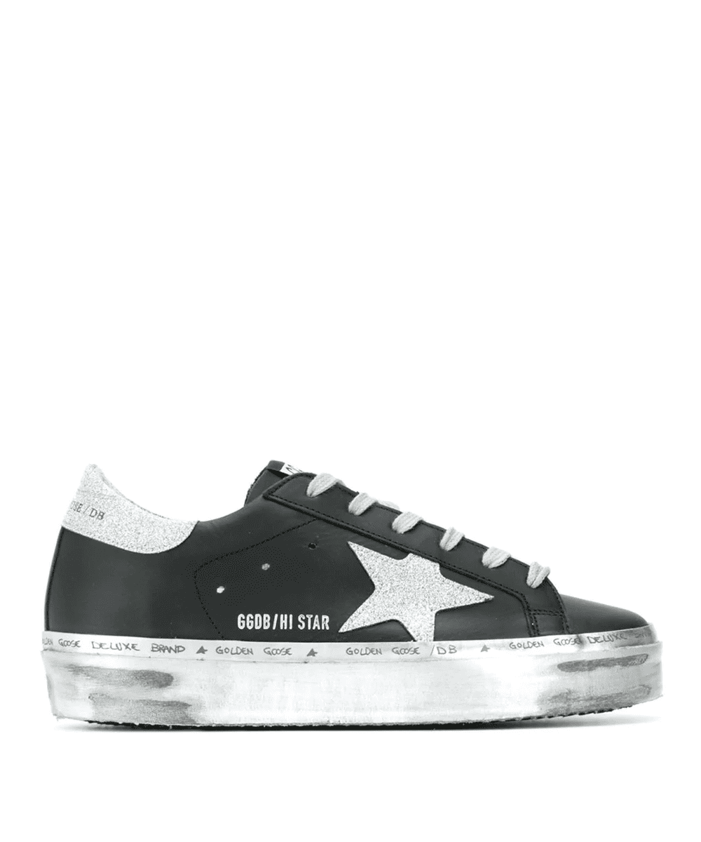 black and silver golden goose sneakers