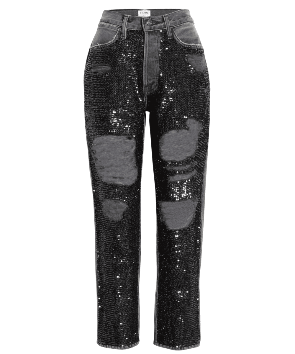 distressed jeans with sequins