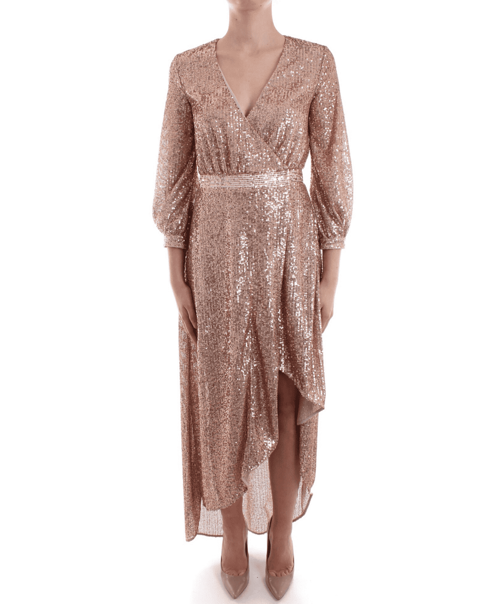 Just Cavalli Rose Gold Sequin Wrap Dress